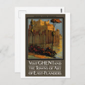Vintage Bezoek Gent Poster Briefkaart (Voorkant / Achterkant)