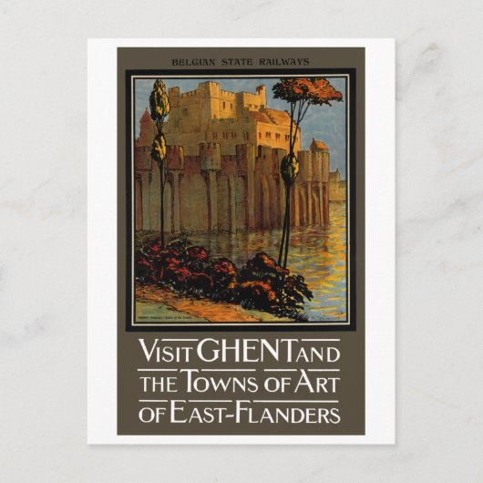 Vintage Bezoek Gent Poster Briefkaart (Voorkant)