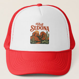 Vintage "Bezoek Sedona" Woestijn Reis T-Shirt Trucker Pet