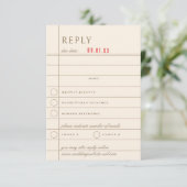 Vintage Bibliotheek Checkout Neutraal Huwelijksant RSVP Kaartje (Staand voorkant)