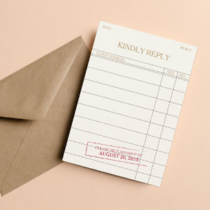Vintage Bibliotheekkaart RSVP Kaartje