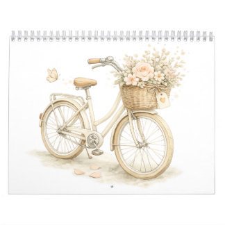 Vintage Bicycle Floral Wall Calendar Kalender