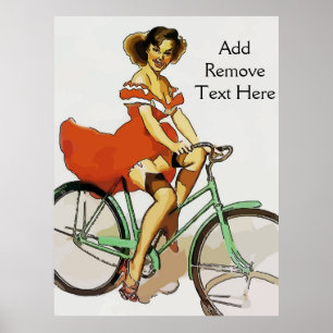 Vintage Bicycle Pin Up Poster