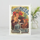 Vintage Bieres de la Meuse, Alphonse Mucha Menu (Staand voorkant)