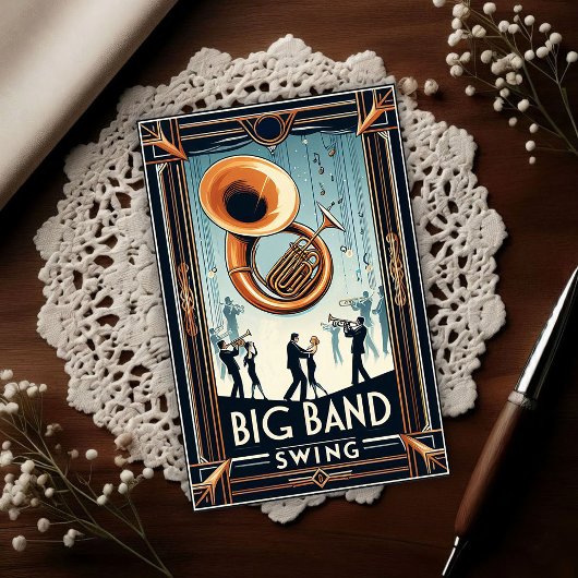 Vintage Big Band Swing Dance Briefkaart