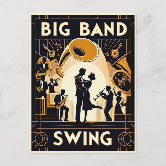 Vintage Big Band Swing Dance Briefkaart (Voorkant)