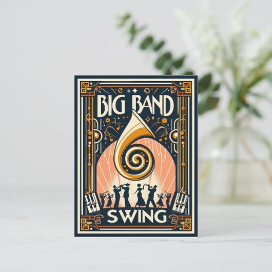 Vintage Big Band Swing Dance Briefkaart (Staand voorkant)