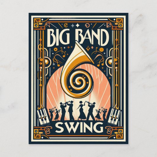 Vintage Big Band Swing Dance Briefkaart (Voorkant)