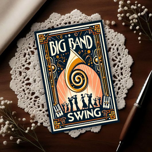 Vintage Big Band Swing Dans Briefkaart