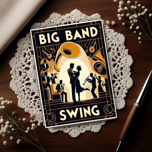 Vintage Big Band Swing Dans Briefkaart