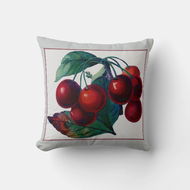 Vintage Big Cherry Bunch Pillow Kussen (Voorkant)