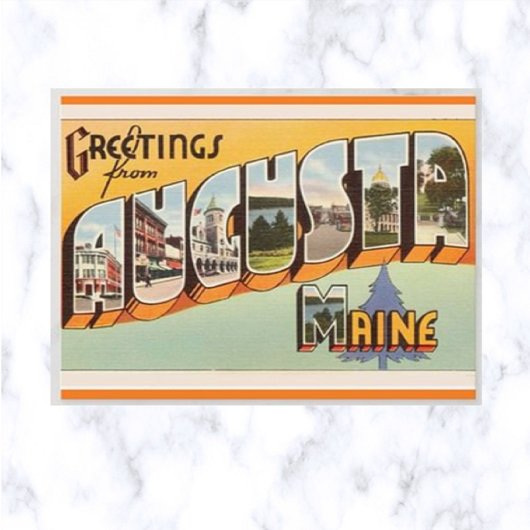 Vintage Big Letter Augusta Maine Briefkaart
