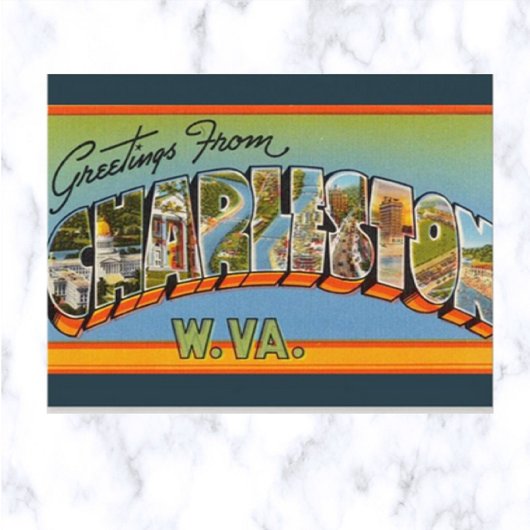 Vintage Big Letter Charleston West Virginia Briefkaart