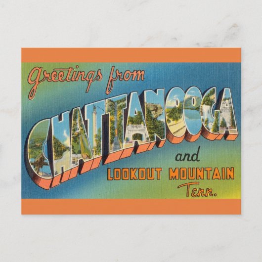 Vintage Big Letter Chattanooga Tennessee Briefkaart (Voorkant)