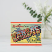Vintage Big Letter Kansas Briefkaart (Staand voorkant)