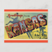 Vintage Big Letter Kansas Briefkaart (Voorkant)