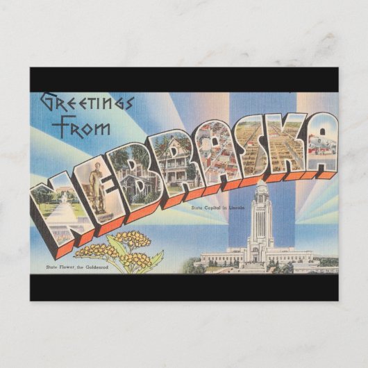 Vintage Big Letter Nebraska Briefkaart (Voorkant)
