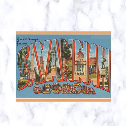 Vintage Big Letter Savannah Georgia Briefkaart