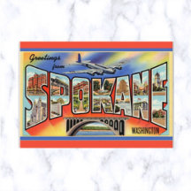 Vintage Big Letter Spokane Washington Briefkaart