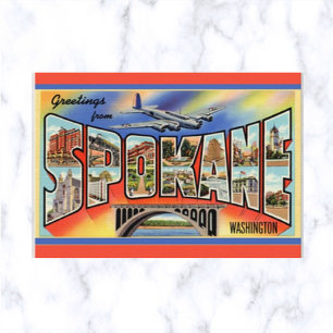 Vintage Big Letter Spokane Washington Briefkaart