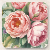 Vintage Big Pink Flowers Bier Onderzetter (Voorkant)