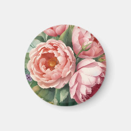 Vintage Big Pink Flowers Magneet