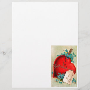 Vintage Big Red Bleeding Heart Valentijn Briefkaar