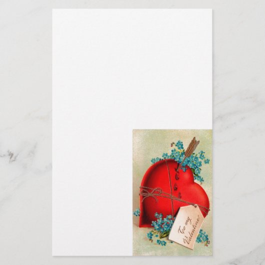 Vintage Big Red Bleeding Heart Valentijn Briefkaar Briefpapier (Voorkant)