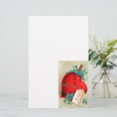 Vintage Big Red Bleeding Heart Valentijn Briefkaar Briefpapier (Staand voorkant)