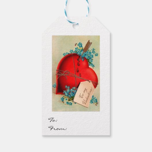 Vintage Big Red Bleeding Heart Valentijn Briefkaar Cadeaulabel (Achterkant)