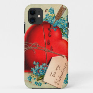 Vintage Big Red Bleeding Heart Valentijn Briefkaar iPhone 11 Hoesje