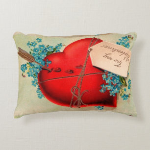 Vintage Big Red Bleeding Heart Valentijn Briefkaar Decoratief Kussen