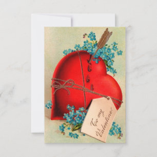 Vintage Big Red Bleeding Heart Valentijn Briefkaar Kaart