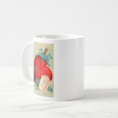 Vintage Big Red Bleeding Heart Valentijn Briefkaar Koffiemok (Voorkant links)