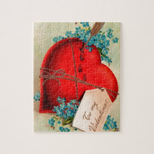 Vintage Big Red Bleeding Heart Valentijn Briefkaar Legpuzzel