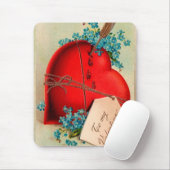 Vintage Big Red Bleeding Heart Valentijn Briefkaar Muismat (Met muis)