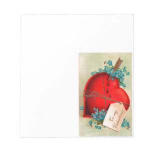 Vintage Big Red Bleeding Heart Valentijn Briefkaar Notitieblok
