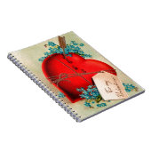 Vintage Big Red Bleeding Heart Valentijn Briefkaar Notitieboek (Rechterzijde)