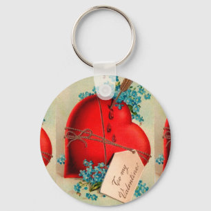 Vintage Big Red Bleeding Heart Valentijn Briefkaar Sleutelhanger