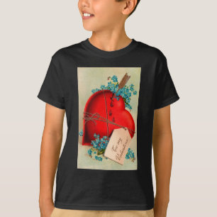 Vintage Big Red Bleeding Heart Valentijn Briefkaar T-shirt