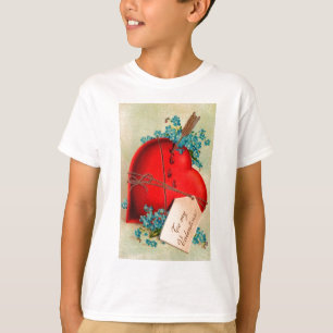 Vintage Big Red Bleeding Heart Valentijn Briefkaar T-shirt