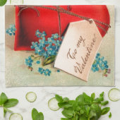 Vintage Big Red Bleeding Heart Valentijn Briefkaar Theedoek (Gevouwen)