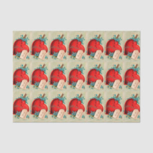 Vintage Big Red Bleeding Heart Valentijn Briefkaar Tissuepapier