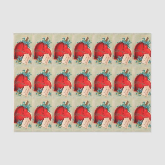 Vintage Big Red Bleeding Heart Valentijn Briefkaar Tissuepapier (Voorkant)
