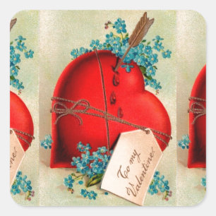 Vintage Big Red Bleeding Heart Valentijn Briefkaar Vierkante Sticker