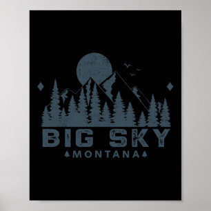 Vintage Big Sky Montana Mt Ski Berg Outdoor Va Poster