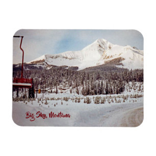 Vintage Big Sky Montana Ski Area Photo Magneet