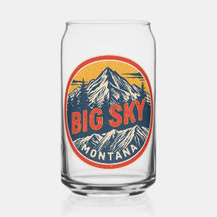 Vintage BIG SKY Montana Ski resort Bozeman berg Blikvorm Glas