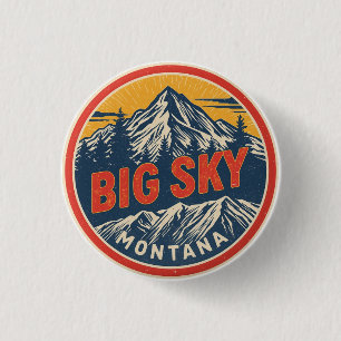 Vintage BIG SKY Montana Ski-resort Bozeman berg Ronde Button 3,2 Cm