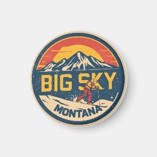 Vintage BIG SKY Montana Skioord Bozeman berg Magneet
